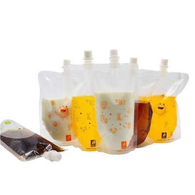 High Quality Bpa Free Transparent Clear Disposable Stand up Frozen Drinking Pouch with Spout