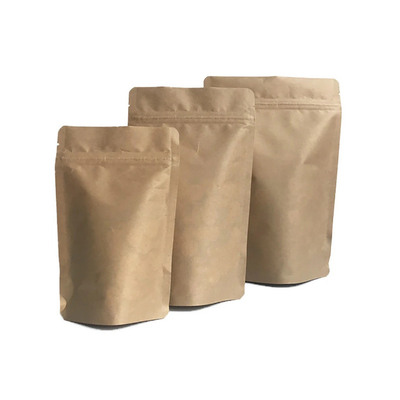 Túi giấy kraft tự niêm phong màu nâu Bao bì thực phẩm khô PLA có thể phân hủy sinh học