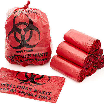 Túi rác sinh học có thể khử trùng 19 * 23in màu đỏ Có thể phân hủy sinh học